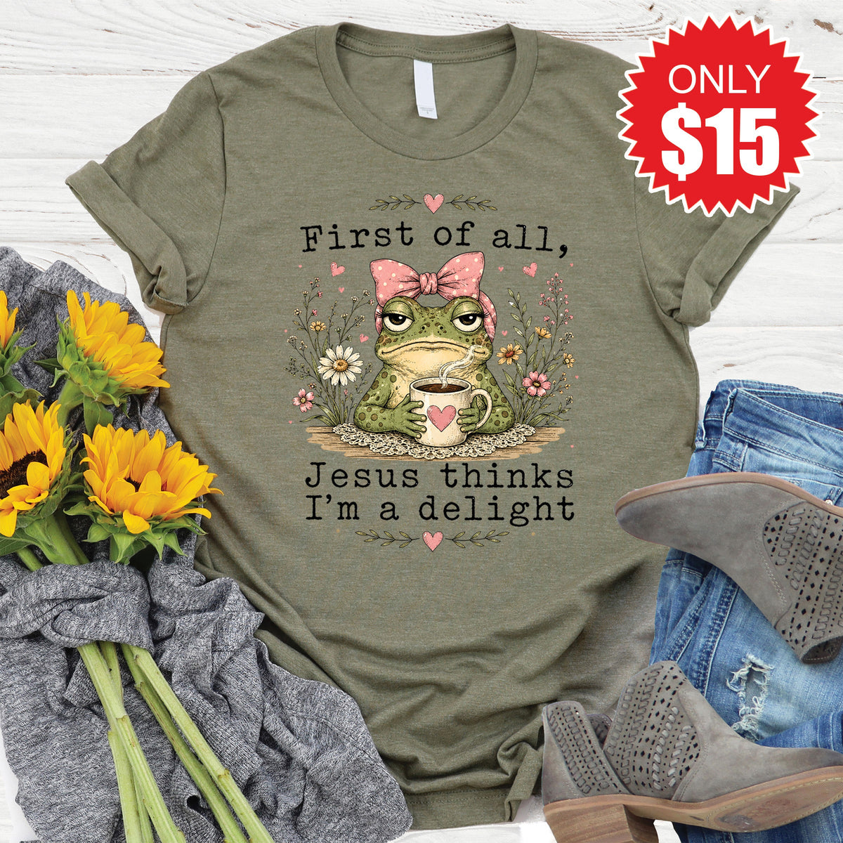 I'm A Delight Tee - Heather Olive - 15 product image 1
