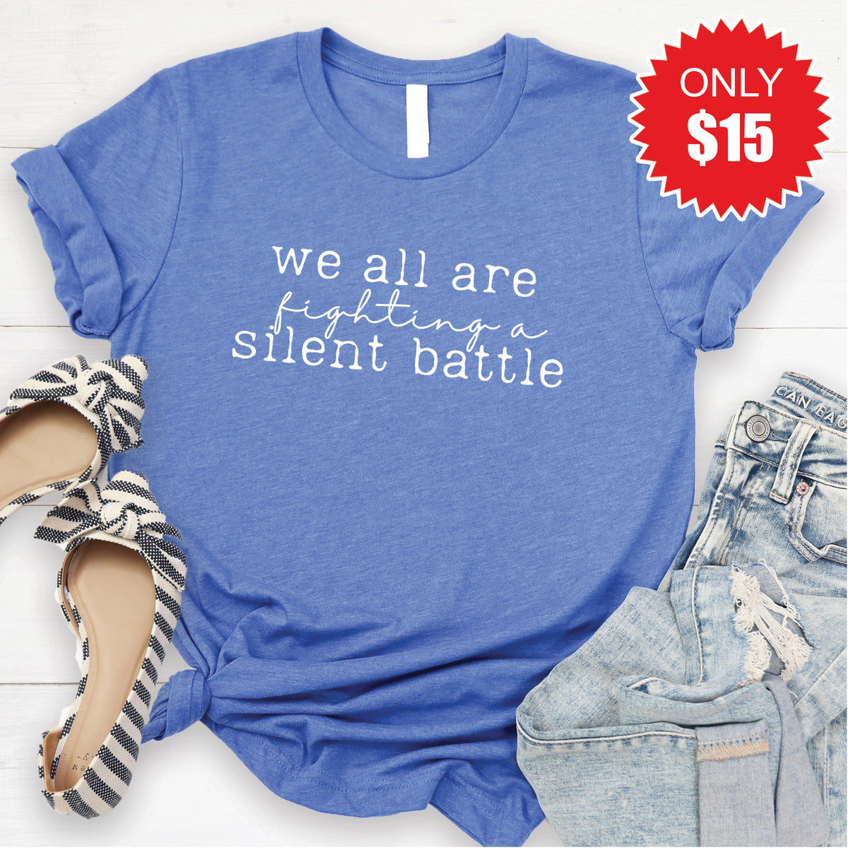 Silent Battle Tee - Heather Royal Blue - 15 product image 1