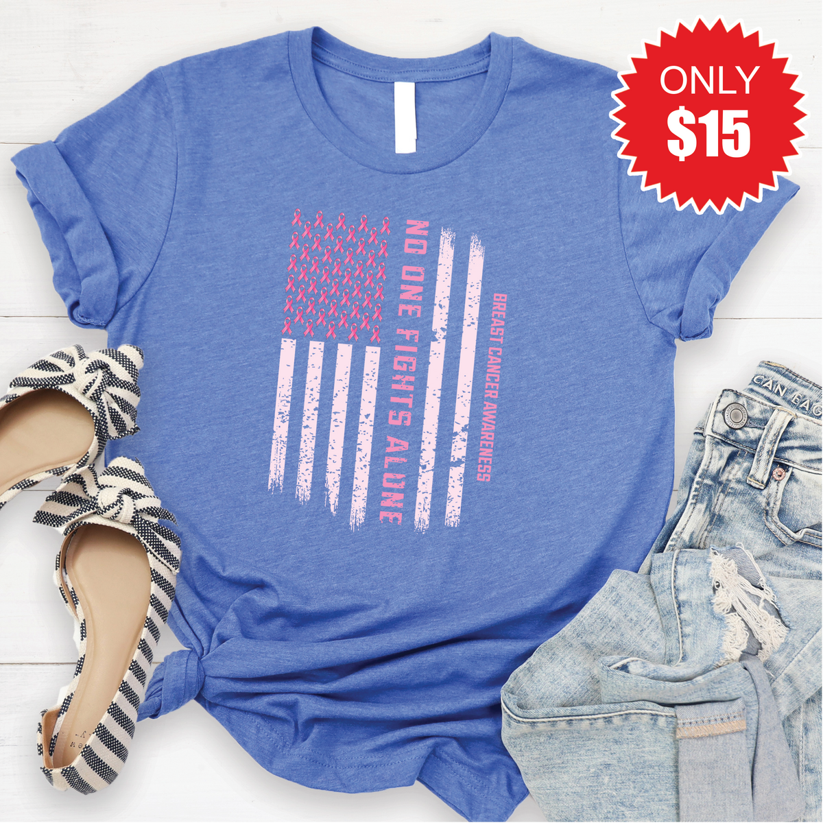 No One Fights Alone Tee - Heather Royal Blue - 15 product image 1