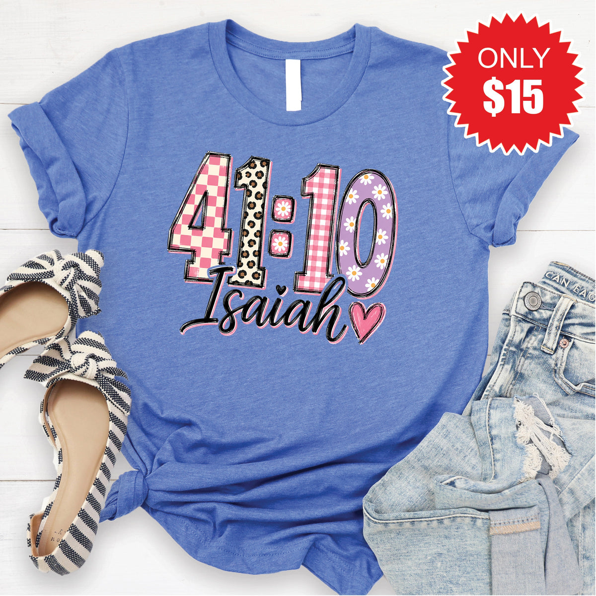 Isaiah 41:10 Tee - Heather Royal Blue - 15 product image 1