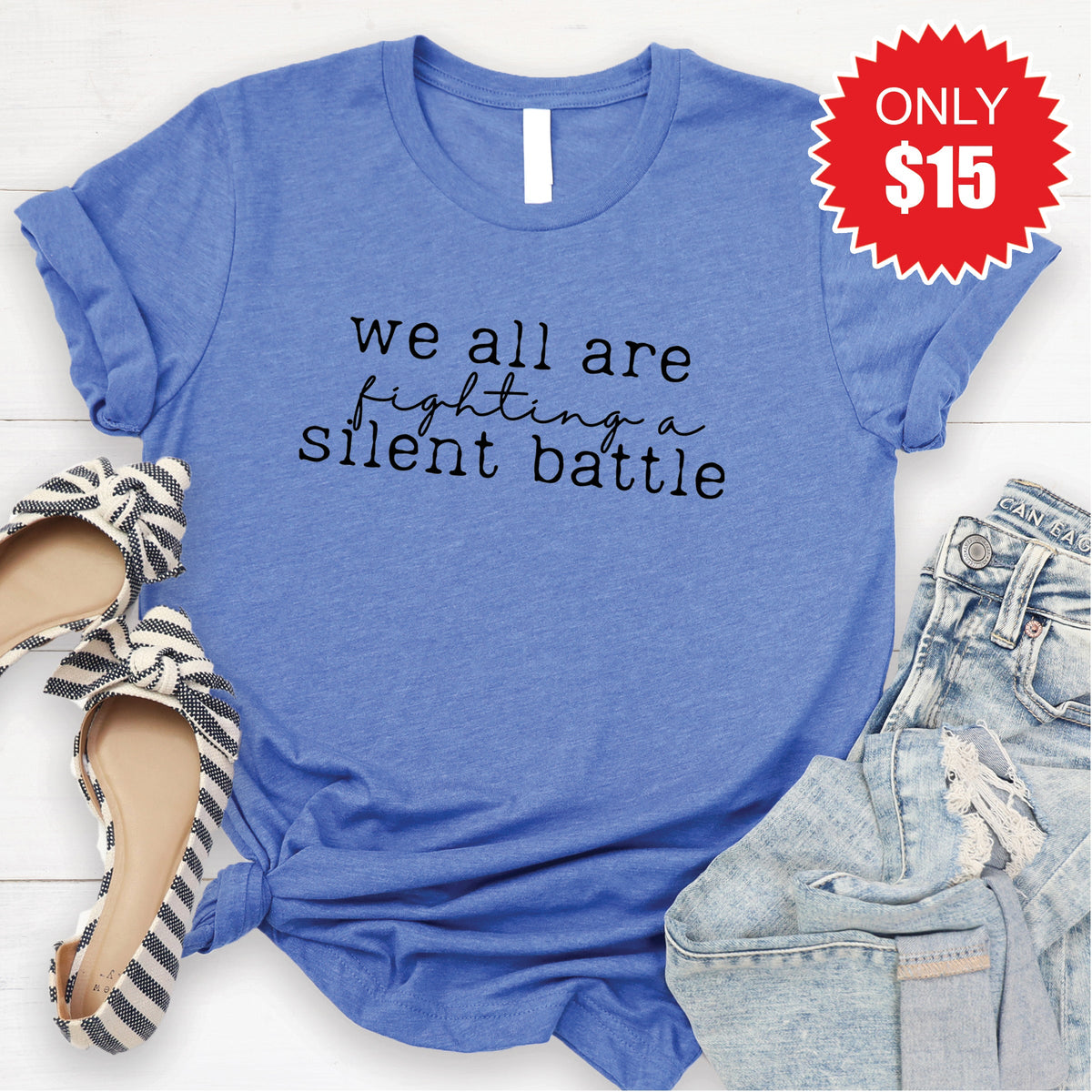 Silent Battle Tee - Heather Royal Blue - 15 product image 1
