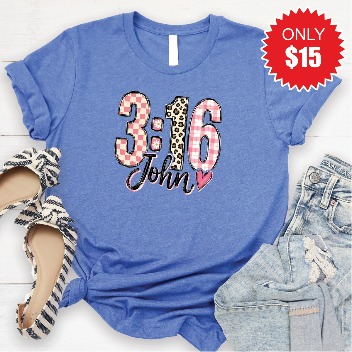 John 3:16 Tee - Heather Royal Blue - 15 product image 1