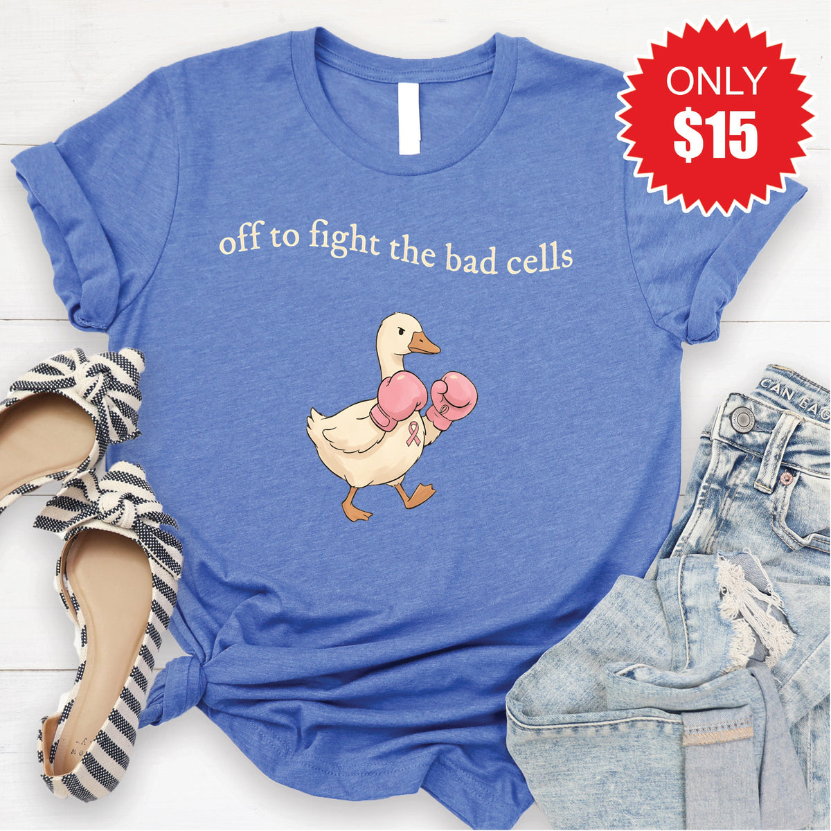 Fight The Bad Cells Tee - Heather Royal Blue - 15 product image 1