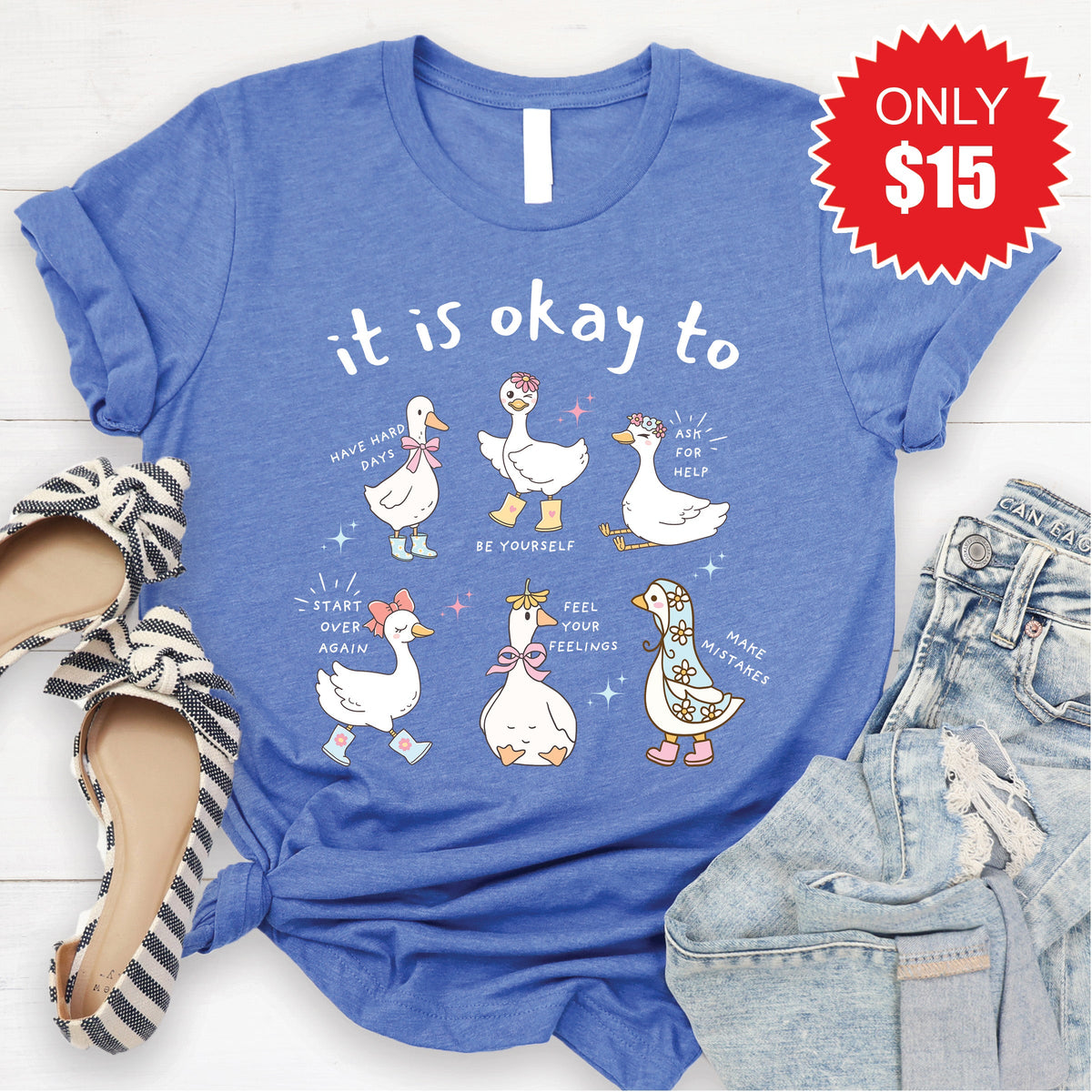 It Is Okay Tee - Heather Royal Blue - 15 product image 1