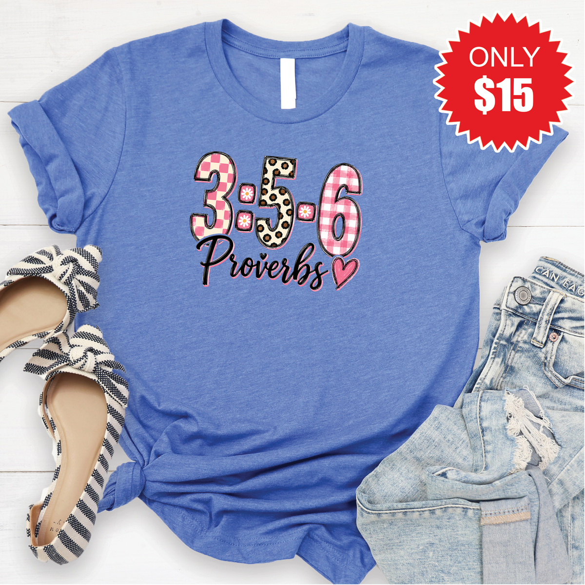 Proverbs 3:5 Tee - Heather Royal Blue - 15 product image 1