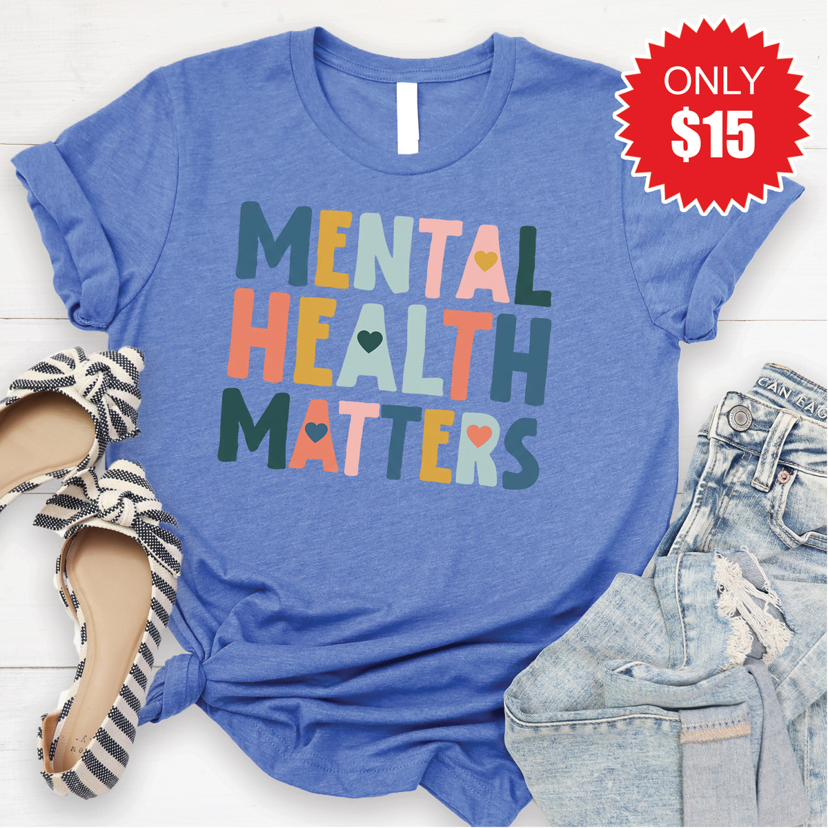 Mental Health Matters Tee - Heather Royal Blue - 15 product image 1
