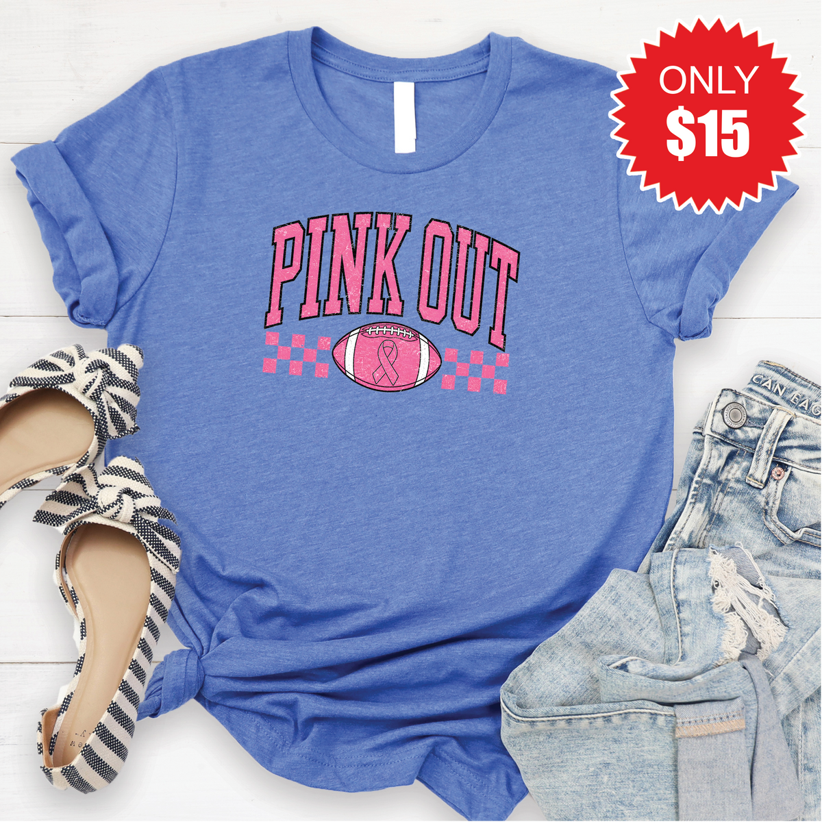 Pink Out Tee - Heather Royal Blue - 15 product image 1