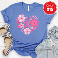 Pink Ribbon Floral Tee - Heather Royal Blue - 15 product image 1
