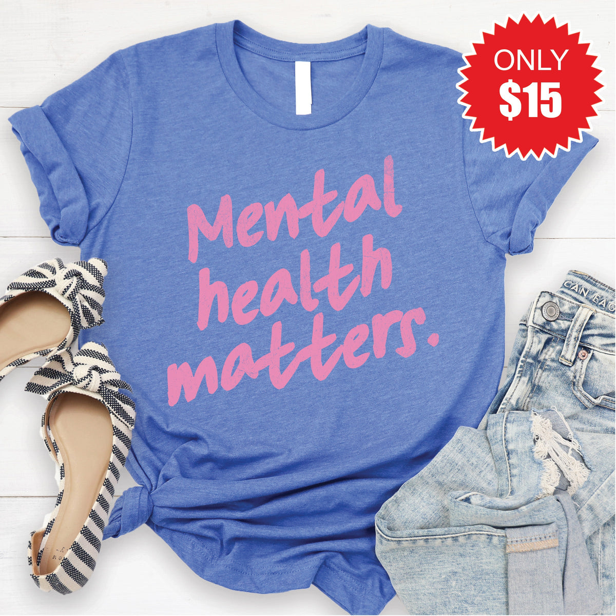 Mental Health Matters Tee - Heather Royal Blue - 15 product image 1