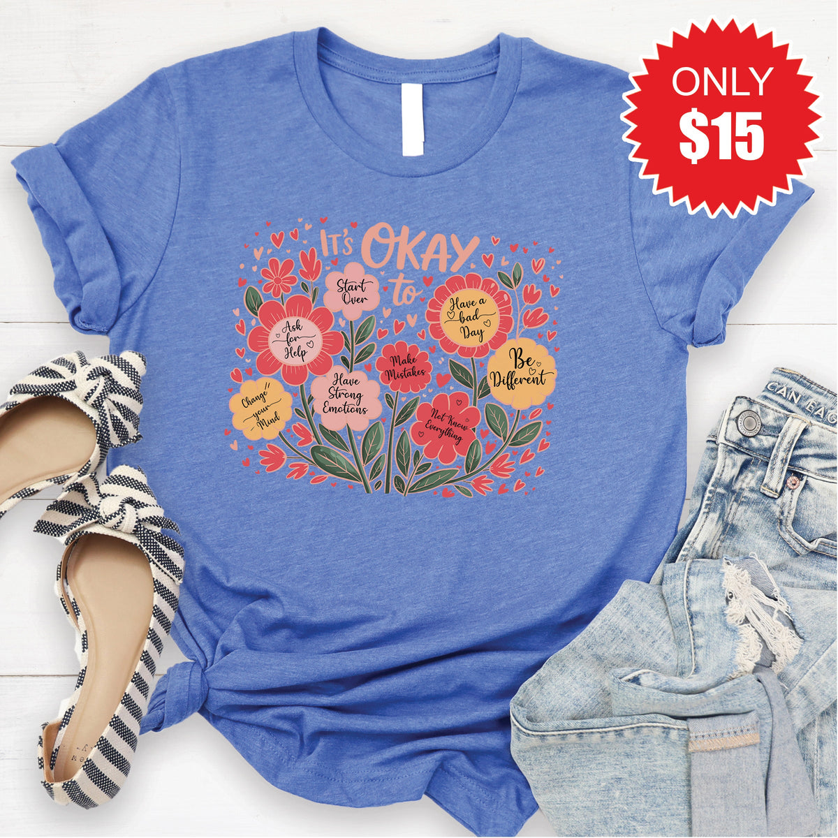 It's Okay Tee - Heather Royal Blue - 15 product image 1