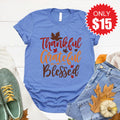 Thankful, Grateful, Blessed Tee - Heather Royal Blue - 15 product image 1