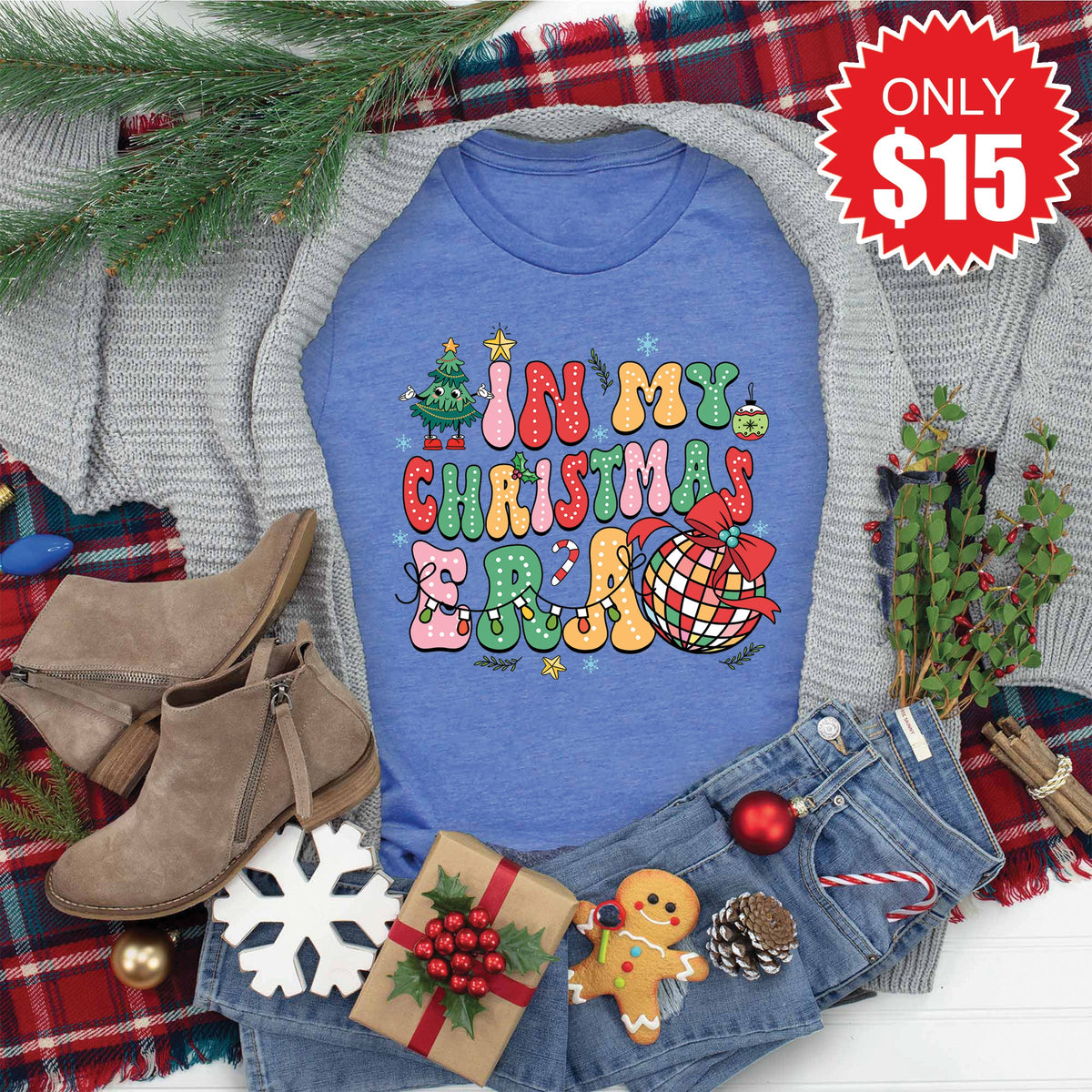 In My Christmas Era Tee - Heather Royal Blue - 15 product image 1