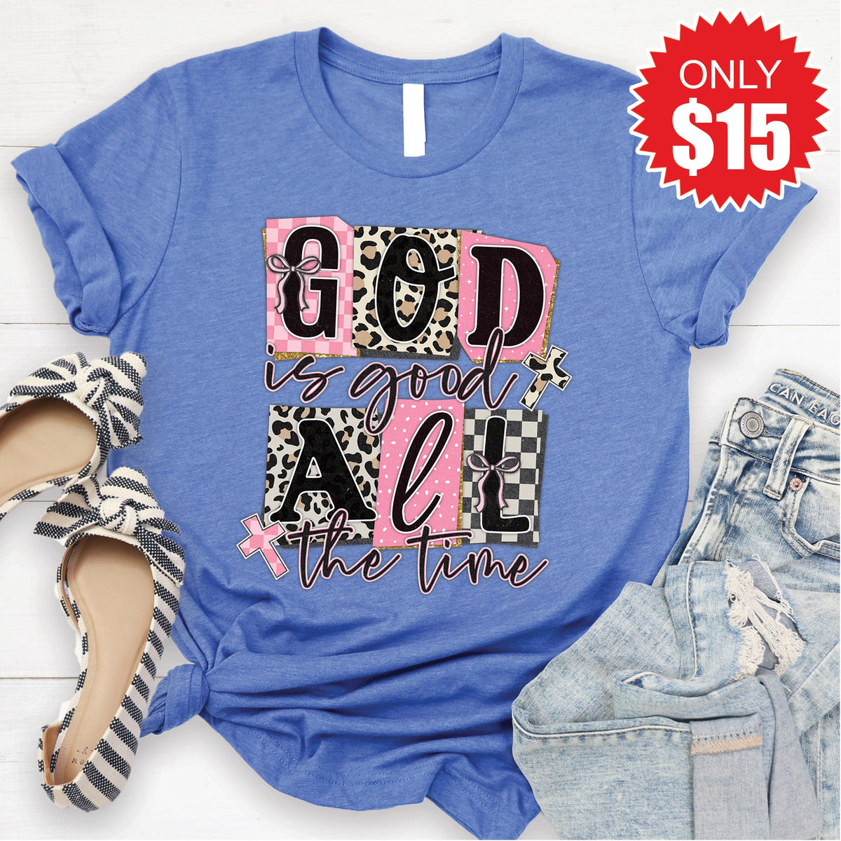 God Is Good Tee - Heather Royal Blue - 15 product image 1