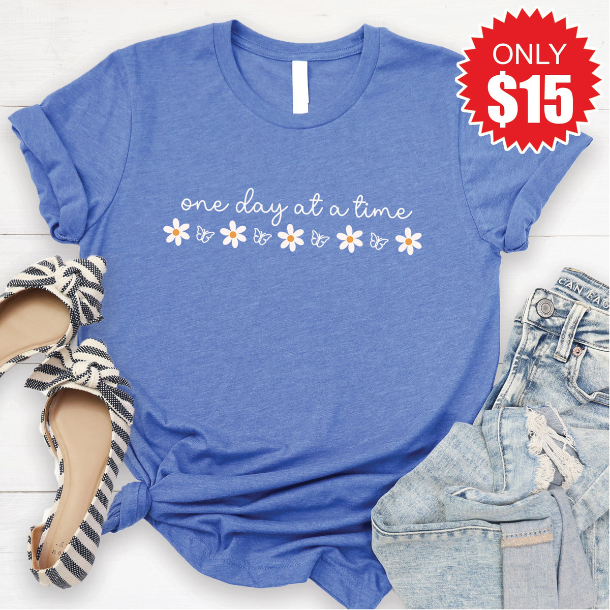 One Day At A Time Tee - Heather Royal Blue - 15 product image 1