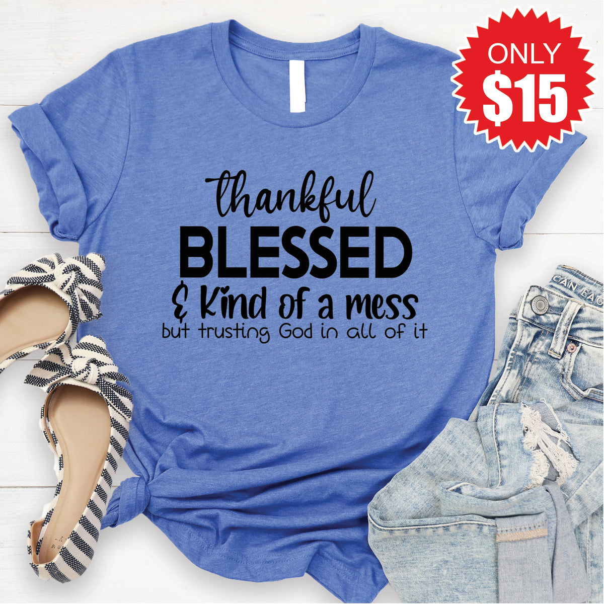 Trusting God Tee - Heather Royal Blue - 15