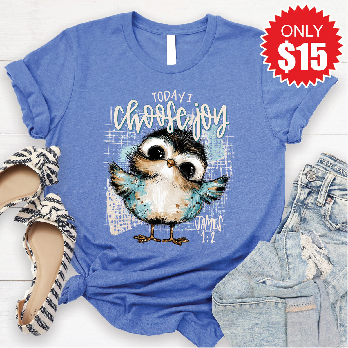 Choose Joy Tee - Heather Royal Blue - 15 product image 1