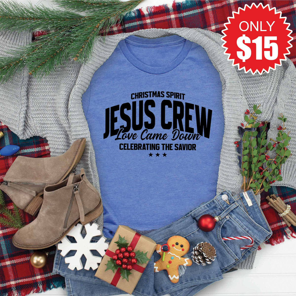 Jesus Crew Tee - Heather Royal Blue - 15 product image 1