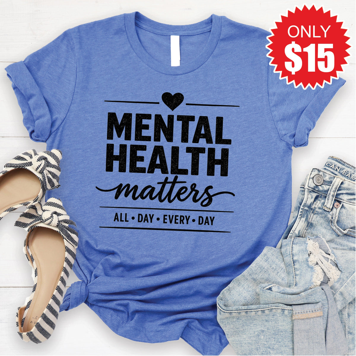 Mental Health Matters Tee - Heather Royal Blue - 15 product image 1
