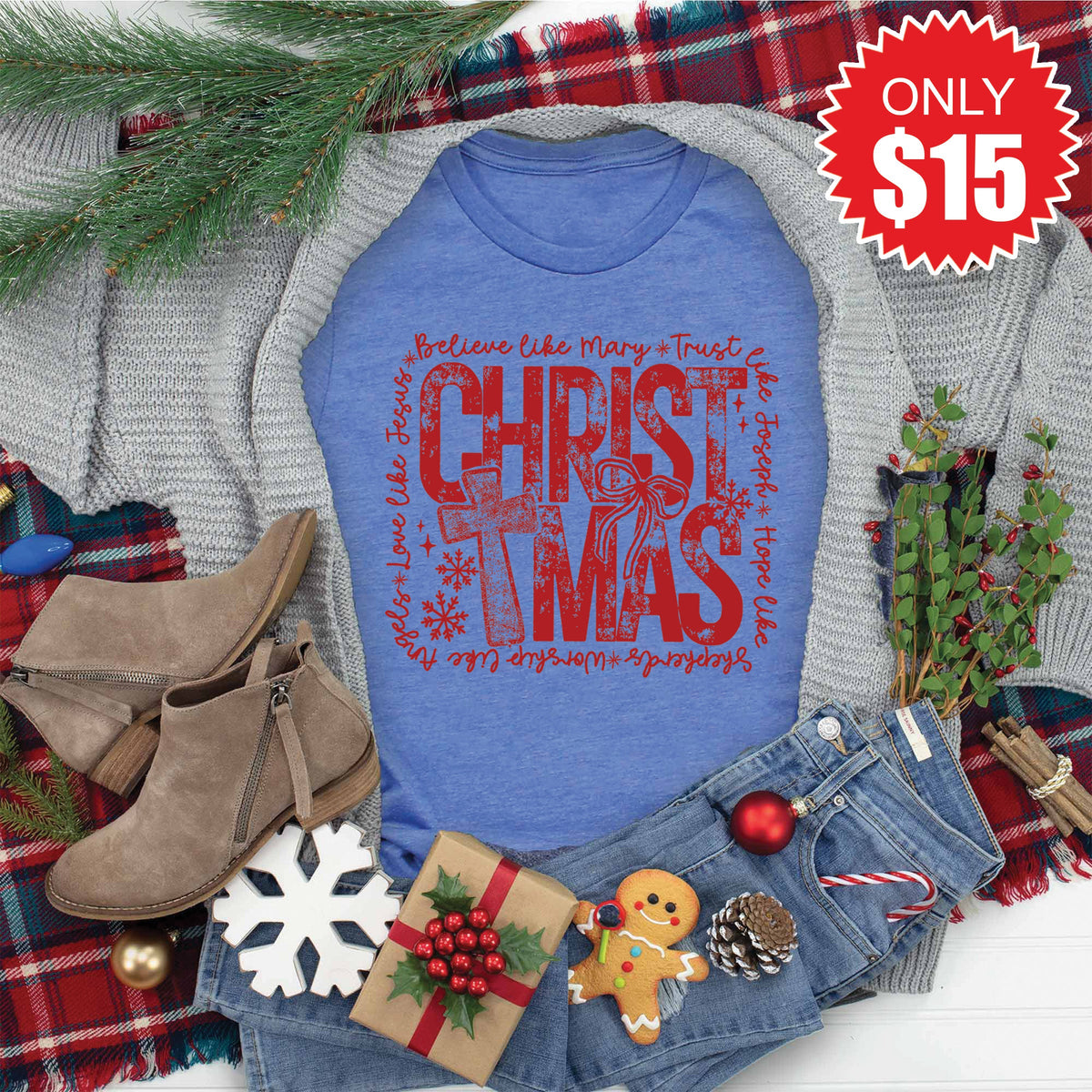 Christmas Tee - Heather Royal Blue - 15 product image 1