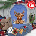 Christmas Cow Tee - Heather Royal Blue - 15 product image 1
