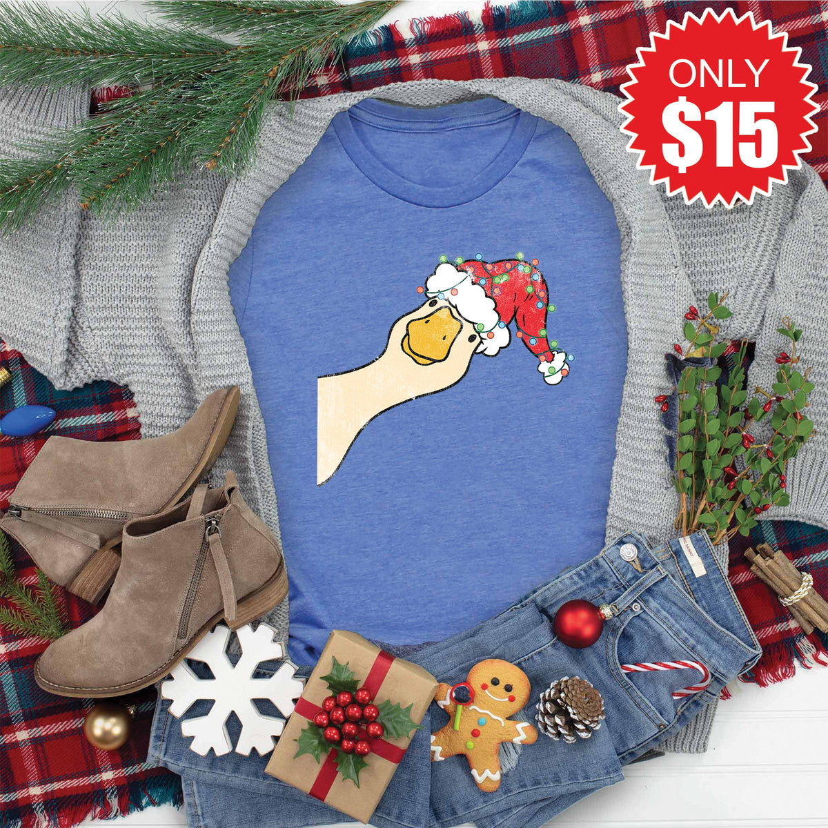 Christmas Goose Tee - Heather Royal Blue - 15 product image 1