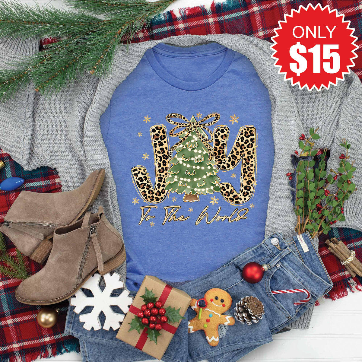 Joy To The World Tee - Heather Royal Blue - 15 product image 1