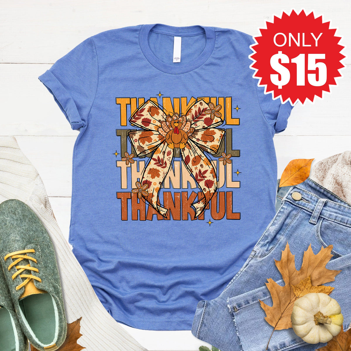 Thankful Tee - Heather Royal Blue - 15 product image 1