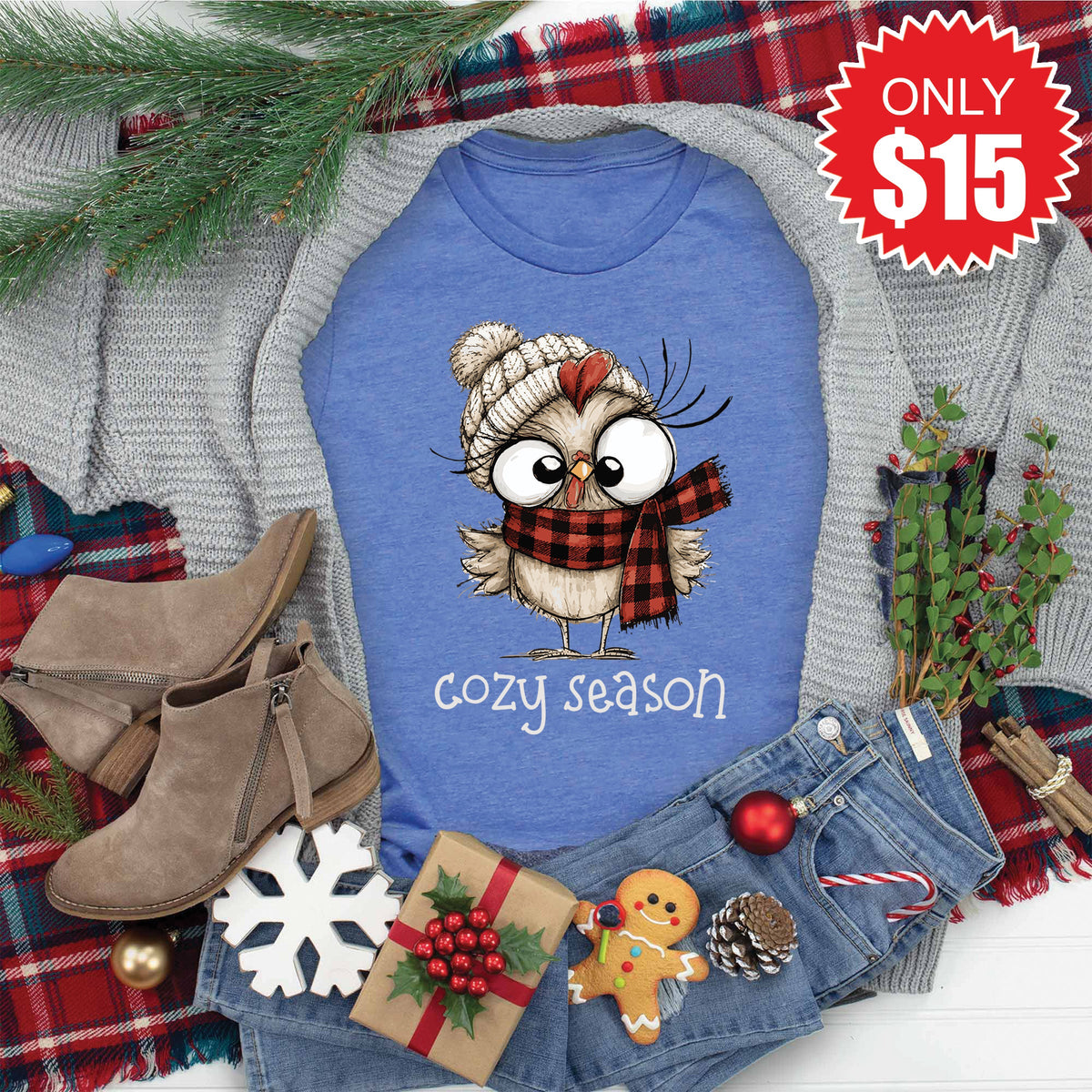 Cozy Season Tee - Heather Royal Blue - 15 product image 1