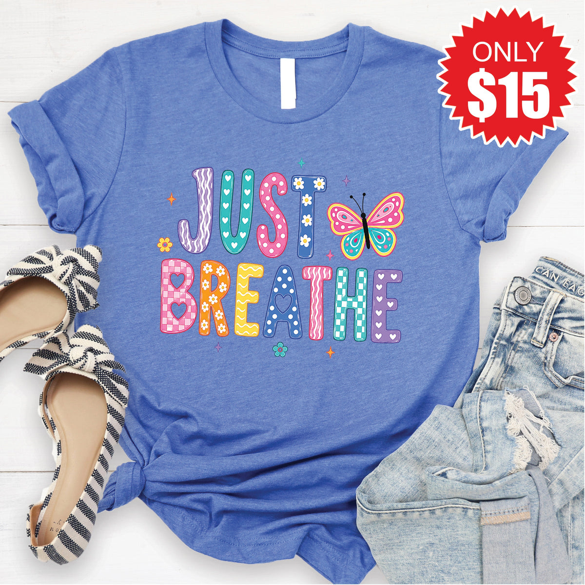 Just Breathe Tee - Heather Royal Blue - 15 product image 1