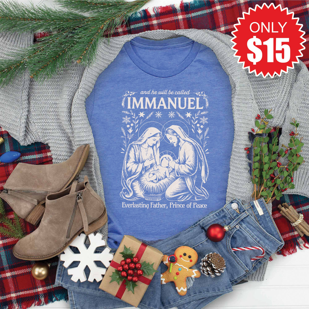 Immanuel Tee - Heather Royal Blue - 15 product image 1