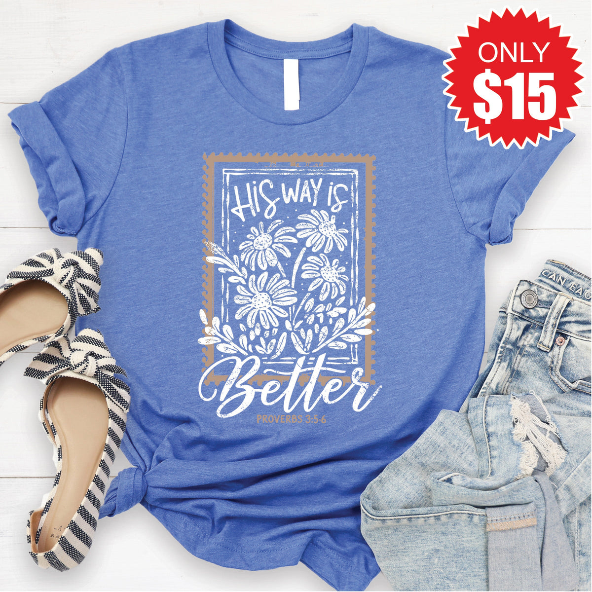 His Way Is Better Tee - Heather Royal Blue - 15 product image 1