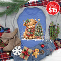 Christmas Cow Tee - Heather Royal Blue - 15 product image 1