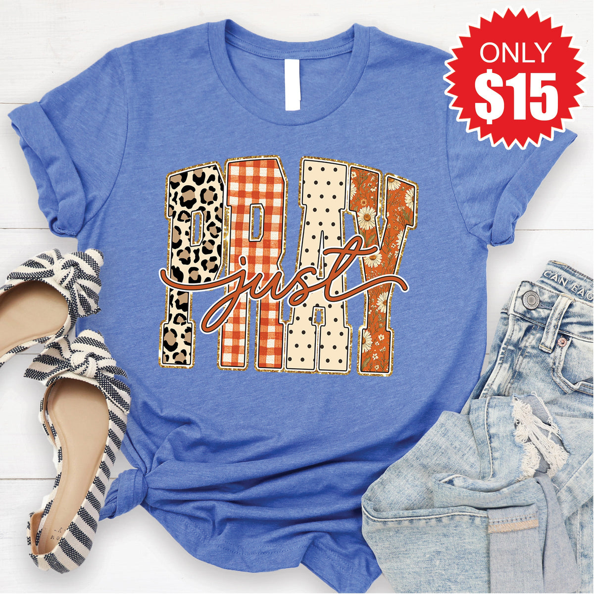 Just Pray Tee - Heather Royal Blue - 15 product image 1