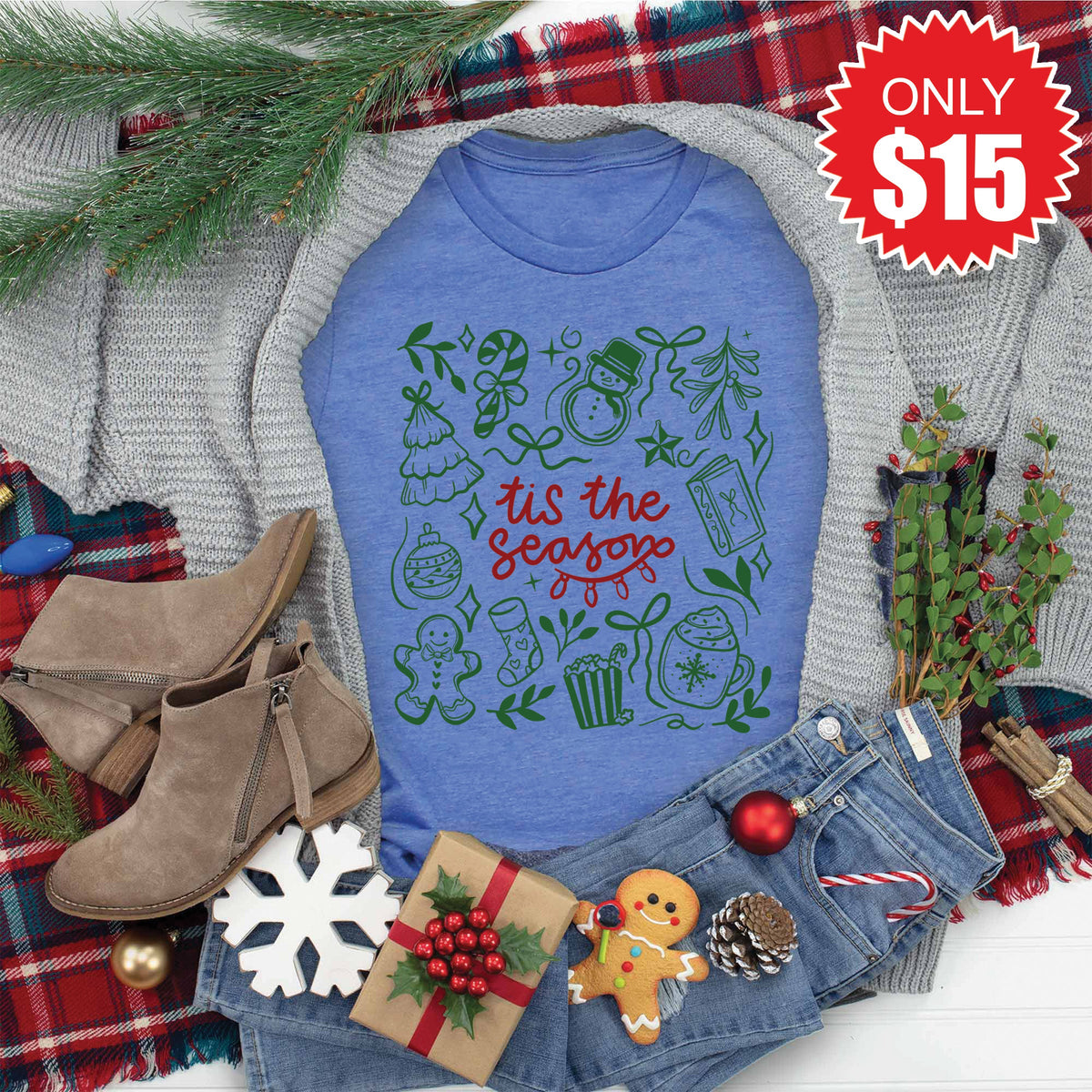 Tis The Season Tee - Heather Royal Blue - 15 product image 1
