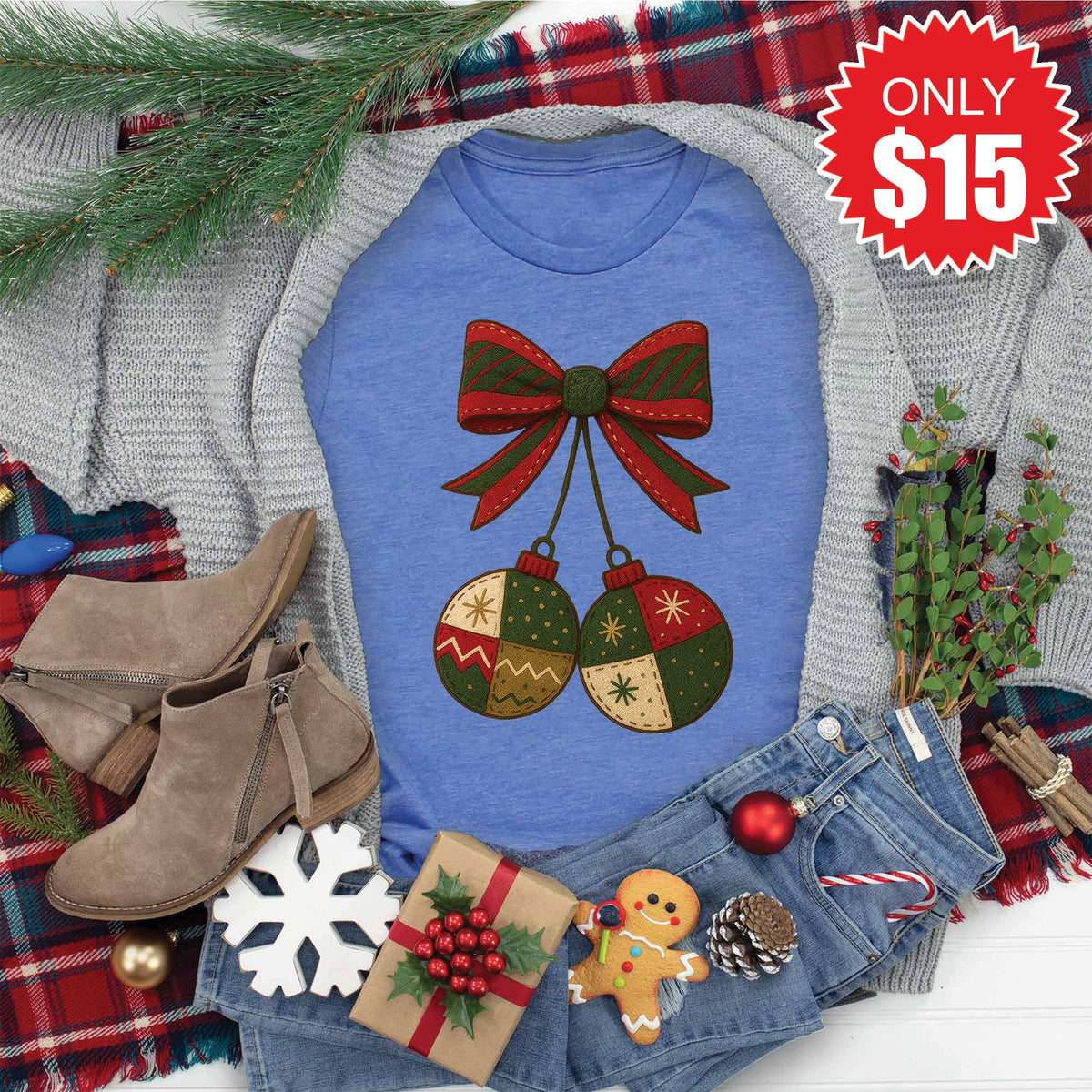 Christmas Balls Tee - Heather Royal Blue - 15 product image 1