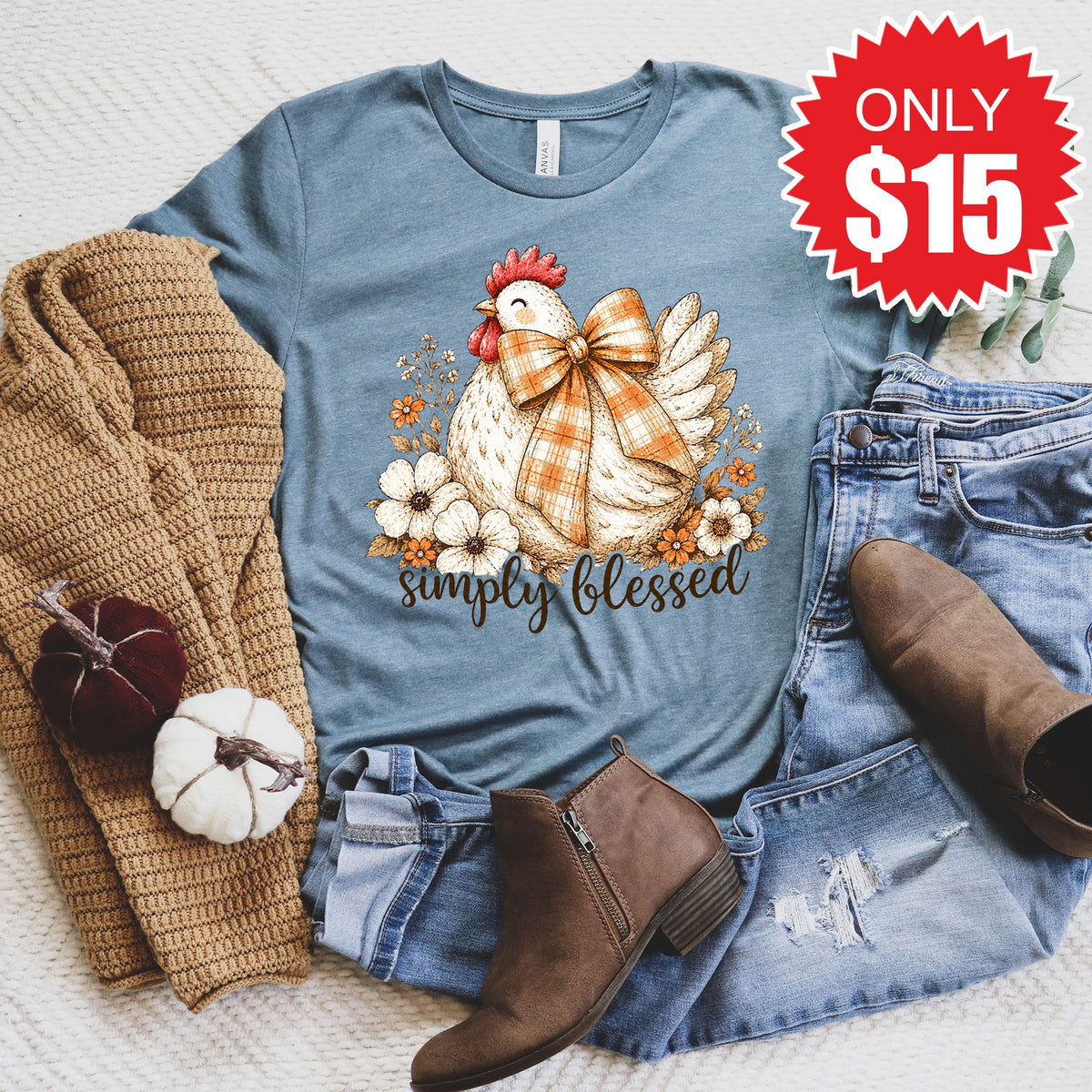 Simply Blessed Tee - Heather Slate - 15 product image 1