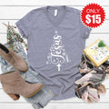 Jesus V-Neck - Heather Storm - 15