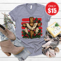 Christmas Cross V-Neck - Heather Storm - 15