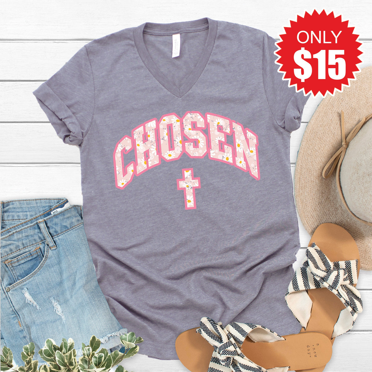 Chosen V-Neck - Heather Storm - 15