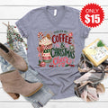 Coffee and Christmas Cheer V-Neck - Heather Storm - 15