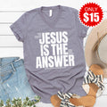 Jesus Is The Answer V-Neck - Heather Storm - 15