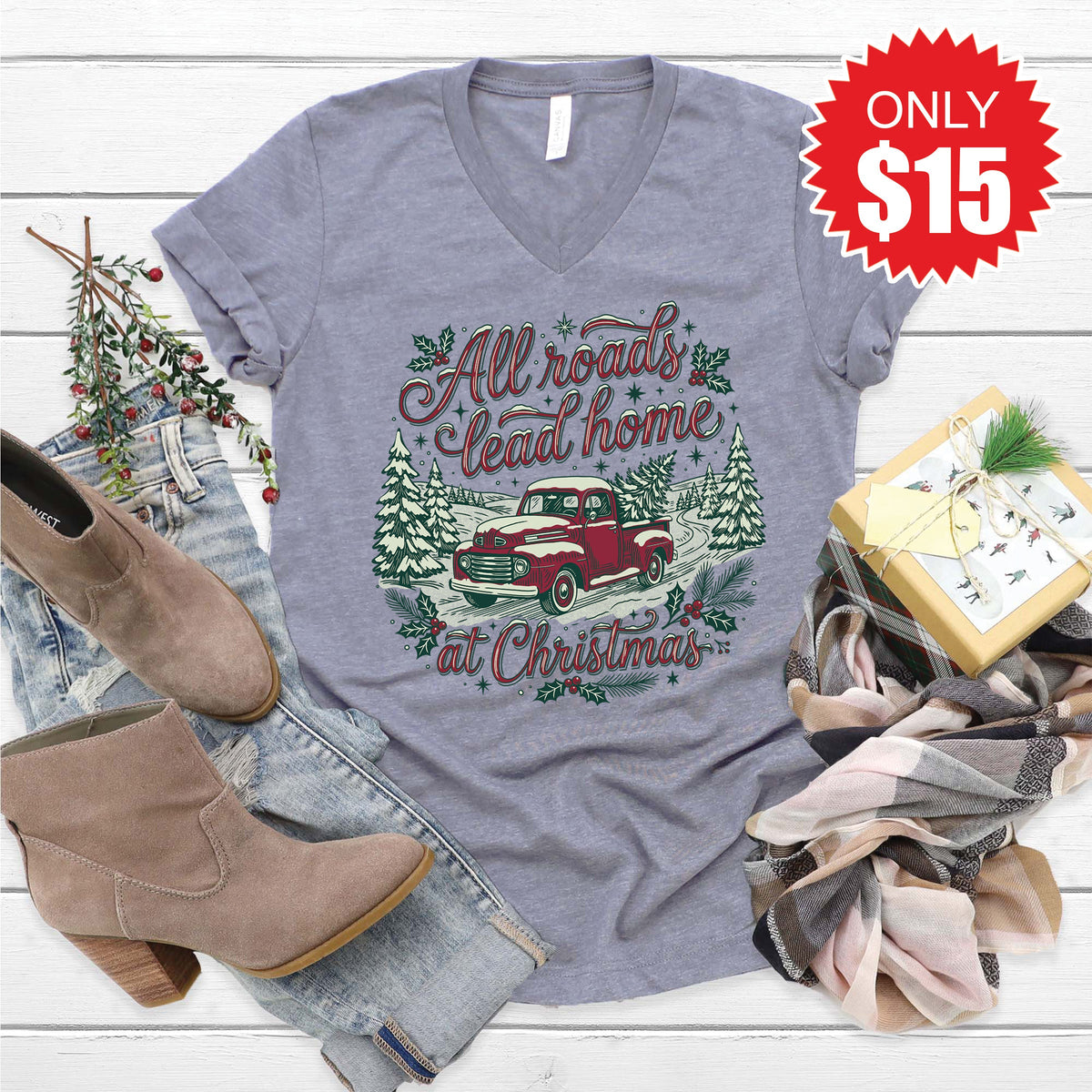 All Roads V-Neck - Heather Storm - 15
