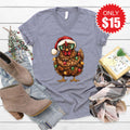 Christmas Chicken V-Neck - Heather Storm - 15