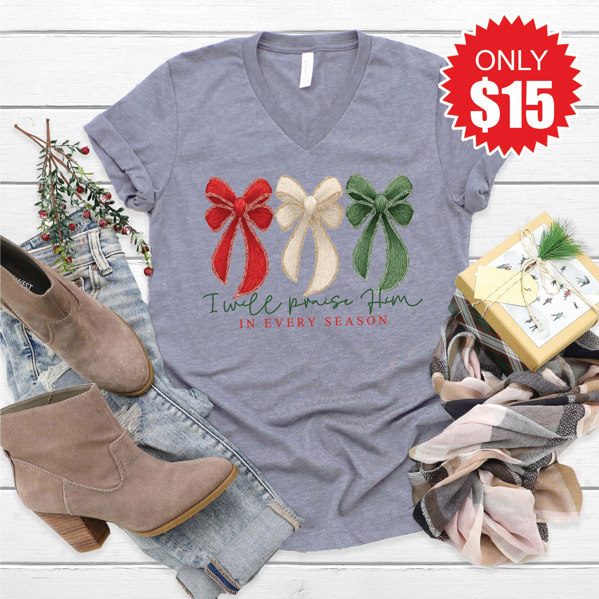 In Every Season V-Neck - Heather Storm - 15
