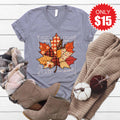 Flowers Fade V-Neck - Heather Storm - 15