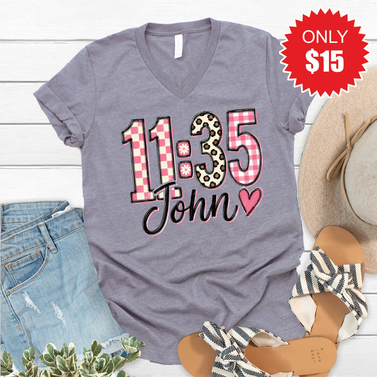 John 11:35 V-Neck - Heather Storm - 15