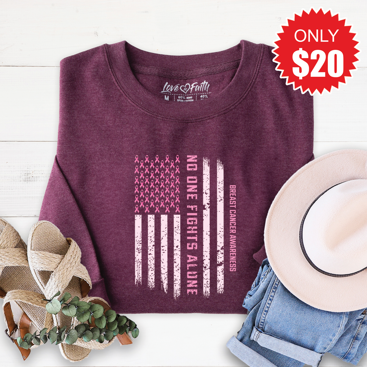 No One Fights Alone Sweatshirt - Heather Sugar Plum - 20 product image 1