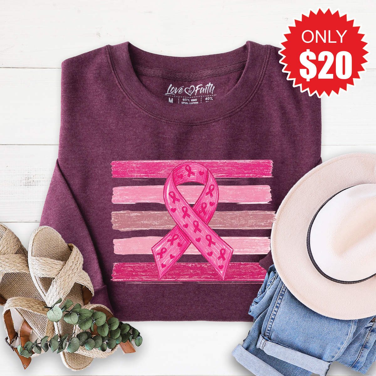 Pink Ribbon Sweatshirt - Heather Sugar Plum - 20 product image 1