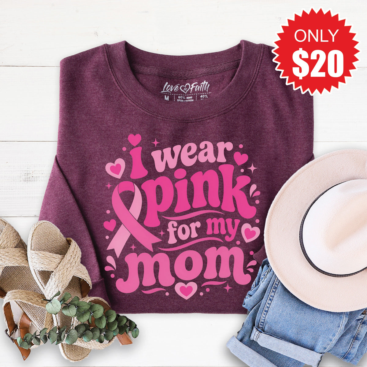 I Wear Pink For My Mom Sweatshirt - Heather Sugar Plum - 20 product image 1