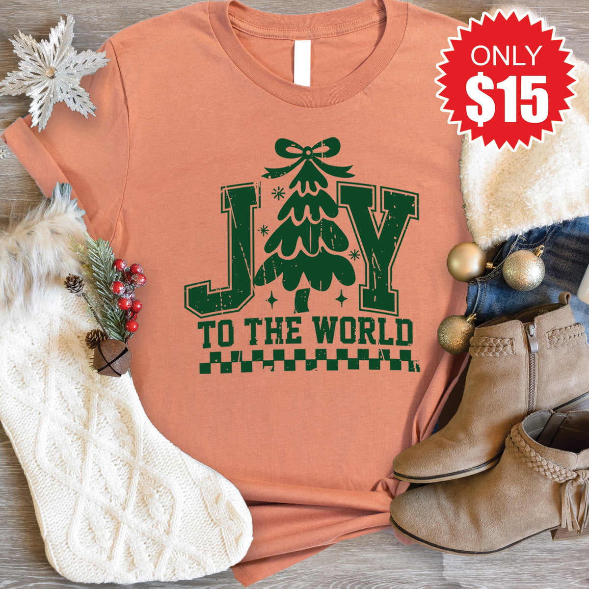 Joy To The World Tee - Heather Terracotta - 15 product image 1
